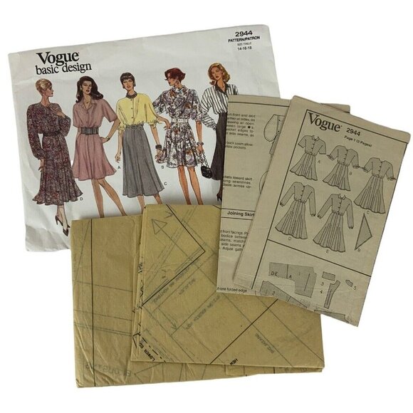 Vogue 2944 Misses Blouson Dress & Flared Skirt Sewing Pattern Sizes 14-18 - Picture 3 of 3